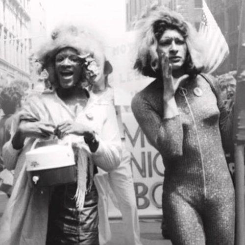 Blacka nd white photo of Marsha P. Johnson and Sylvia Rivera