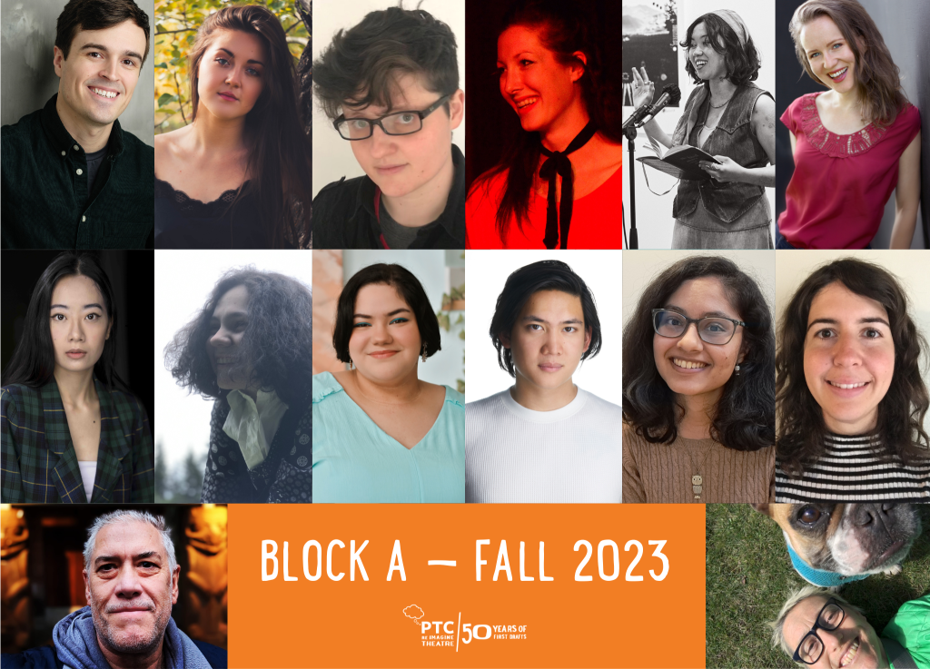 A collage of the Block A participants. 2 rows of 6 people and the bottom row with text that says "Block A - Fall 2023" sandwiched between two photos of the mentors.